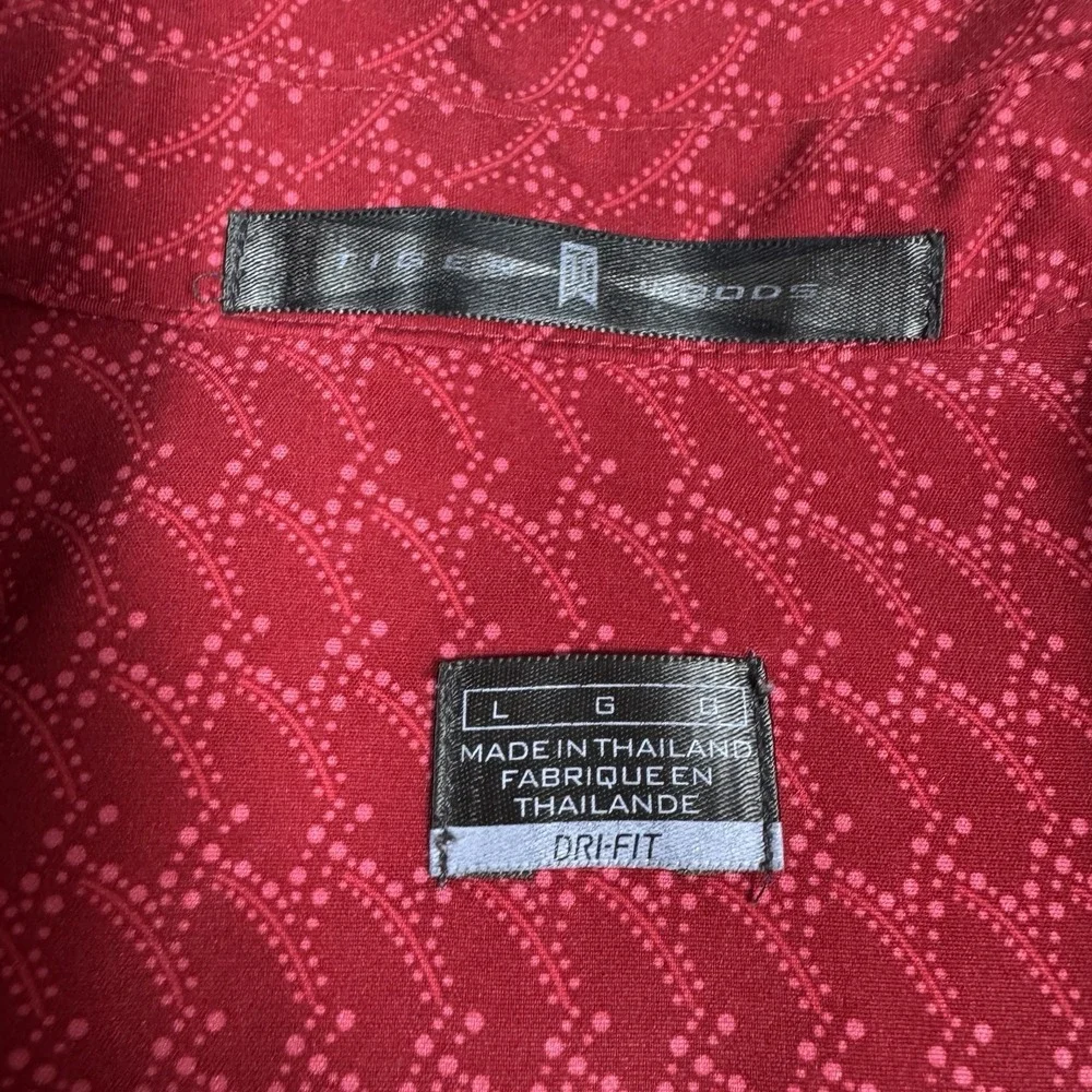 Nike‎ Tiger Woods Collection Red Geometric Wave Dri-FIT Golf Polo Shirt Mens L